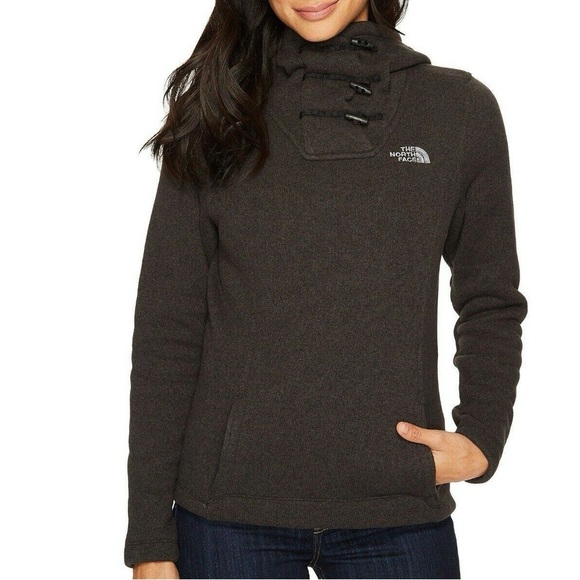 The North Face Tops - The North Face Crescent Hooded Fleece Pullover Womens Dark Grey